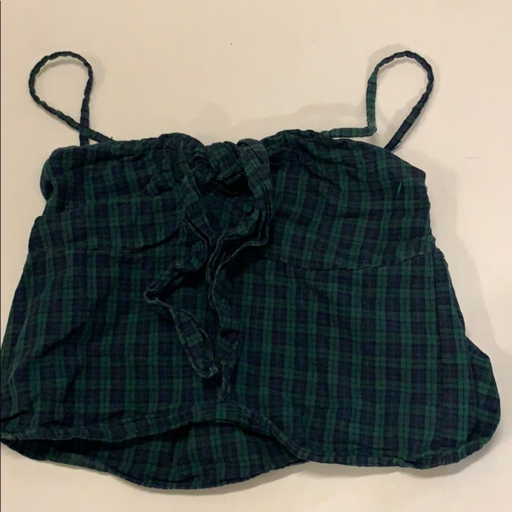 Brandy Melville green plaid crop top with bow